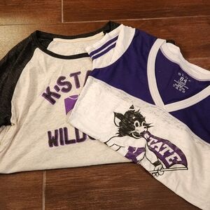 2 Purple and White K-State Wildcats Shirt